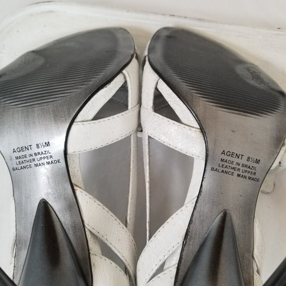 CARLOS SANTANA Speckled White Crackled Heels, Size 8.5M - Picture 10 of 11